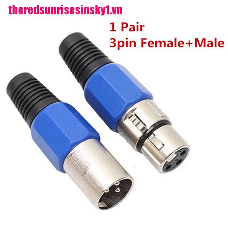(3C) 1 Pair Xlr 3-pin Blue Microphone Male / Female