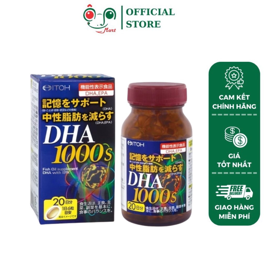 Viên uống Bổ n.ão DHA 1000 (40/th) &amp; EPA 14mg ITOH   Nhật Bản sáng mắt tăng cường trí n.ão