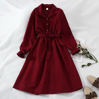 Váy dài tay thắt eo - Kèm ảnh thật (order)