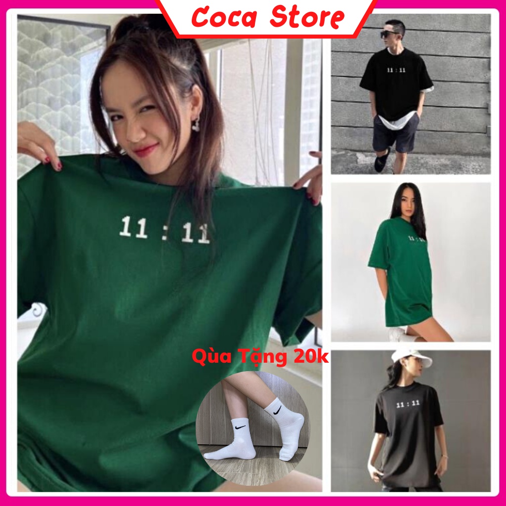Áo thun tay lỡ unisex YOUNG GREEN 11:11 - Áo phông nữ form rộng cho cặp đôi phong cách hàn quốc vải dày dặn, thoáng mát