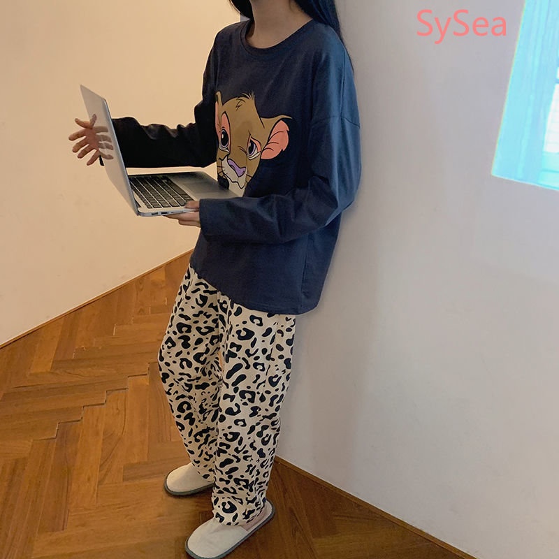 Bộ Đồ Ngủ Họa Tiết Da Báo Thời Trang Mùa Thu Cho Nữ