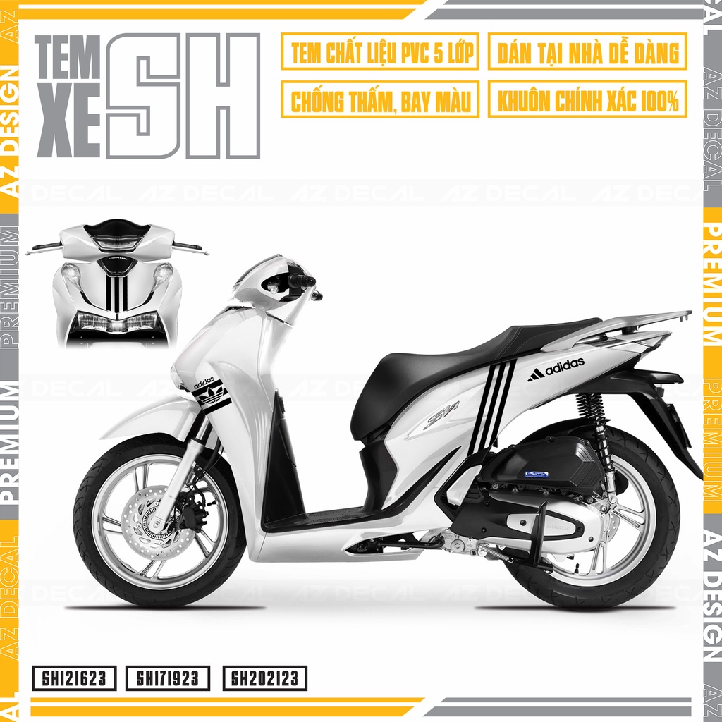 Tem Rời Adidas Dành Cho Xe SH 2012 - 2022 | SH23 | Decal Chế Xe Máy Cao Cấp Chống Nước, Bền Màu