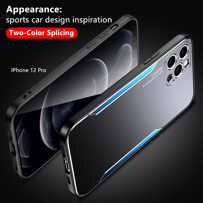 Ốp điện thoại silicon nhôm cứng nhám chống sốc thích hợp cho iPhone 12 11 13 Pro Max Mini 7 8+ SE 2020 X XS XR