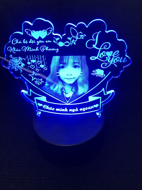 Đèn Led 3d Khắc Hình Ảnh Theo Yêu Cầu  - 16 màu tuỳ chỉnh - Quà tặng từ chú bộ đội