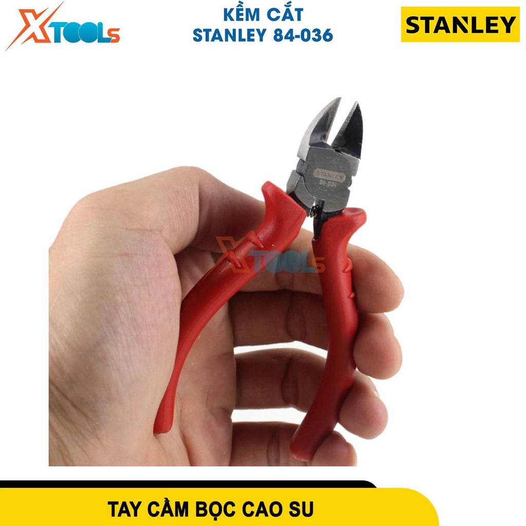 Kìm cắt STANLEY 84-036, kềm cắt kích thước 4'' dài 115mm, chất liệu thép hợp kim cứng, mũi kìm dài -CHÍNH HÃNG-XTOOLS