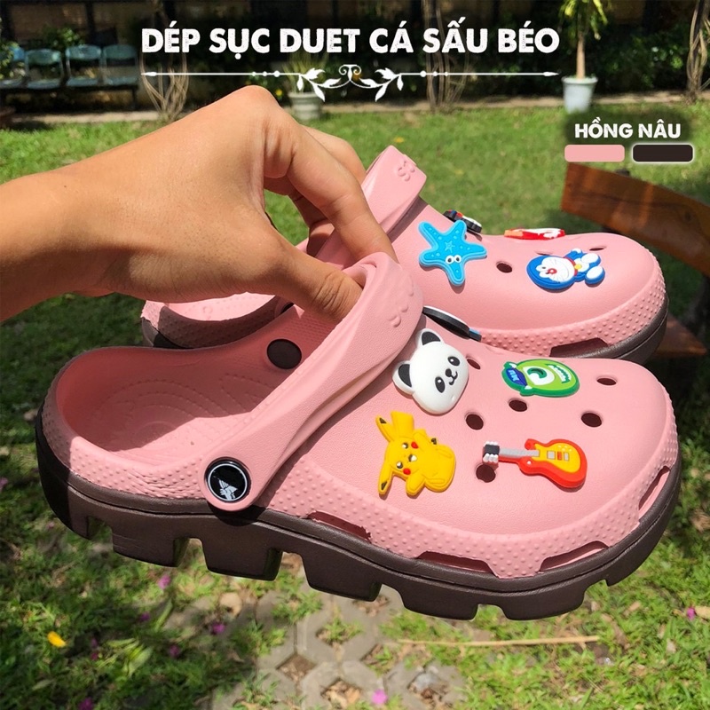 Dép cross nữ nam hàn quốc , sục nữ cá sấu và 12 sticker tặng kèm