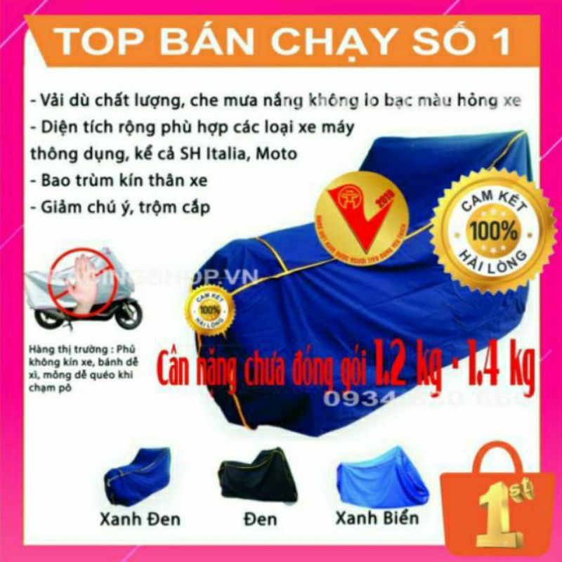 Trùm xe màu xanh.bạc