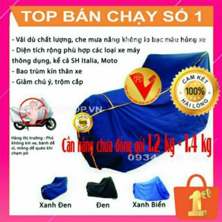 Trùm xe màu xanh.bạc