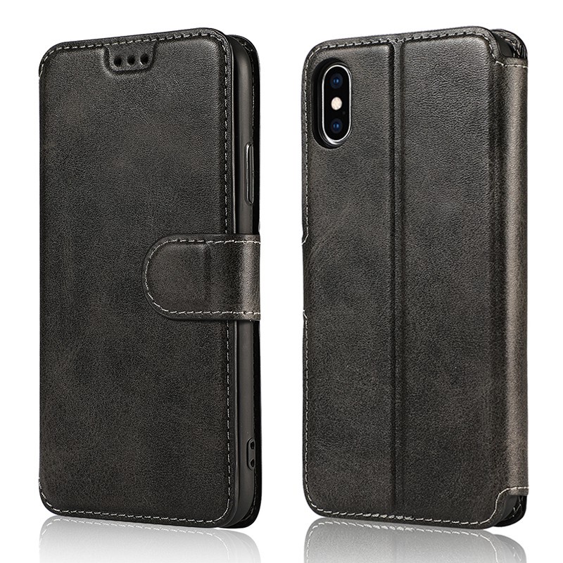 Bao Da Điện Thoại Nắp Lật Kiêm Ví Đựng Thẻ Kiểu Vintage Cho iPhone 5 5S SE 6 6S 7 8 Plus X XR XS Max
