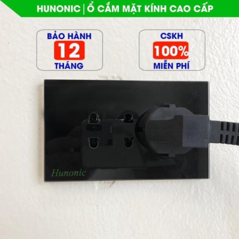 Ổ Cắm Mặt Kính Cường Lực Cao Cấp Hunonic Màu Đen│Ổ Cắm Âm Tường Chữ Nhật Sang Trọng. Thiết Bị Gia Dụng Tinh Tế 2020