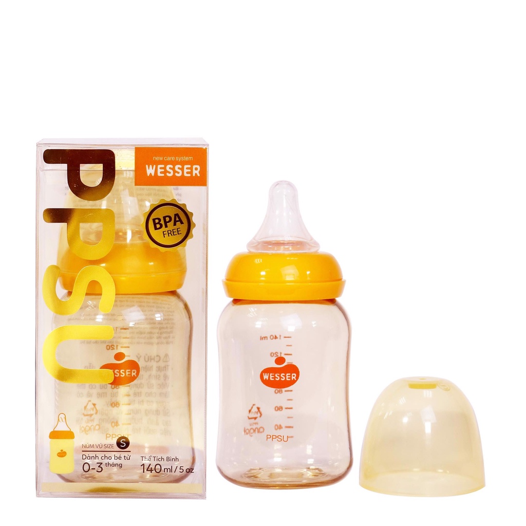 Bình Sữa PPSU Wesser Cổ Nhỏ 60ml/140ml/250ml
