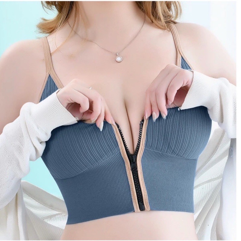 Áo Lót nữ, bra cotton kéo khoá thể thao