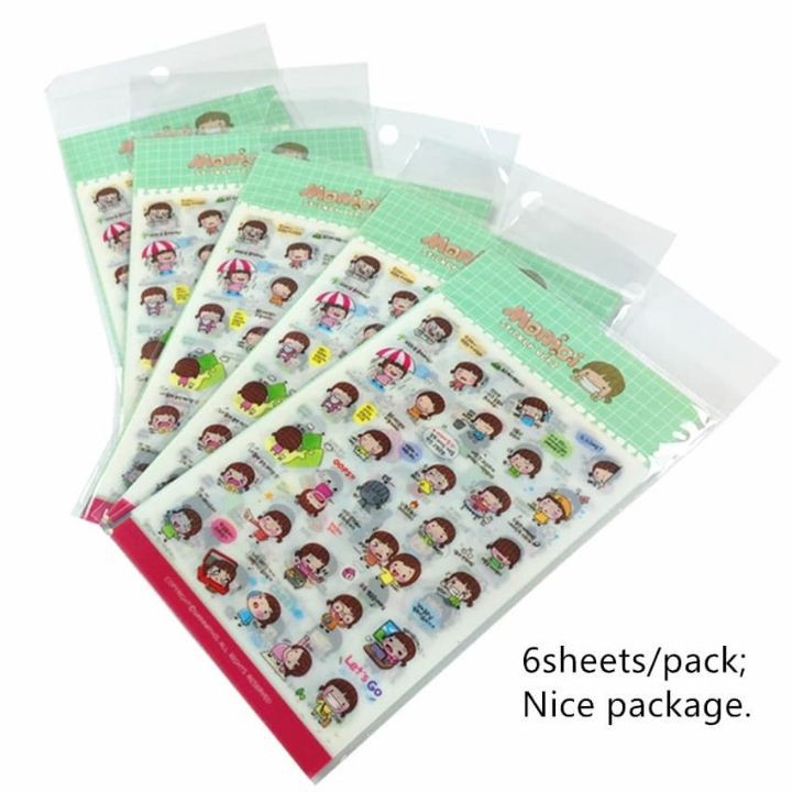 Combo 6 Miếng Dán Trang Trí Sticker Trang Trí Sticker Moimoi Cute Phong Cách Hàn Quốc Dễ Thương Cho Bé