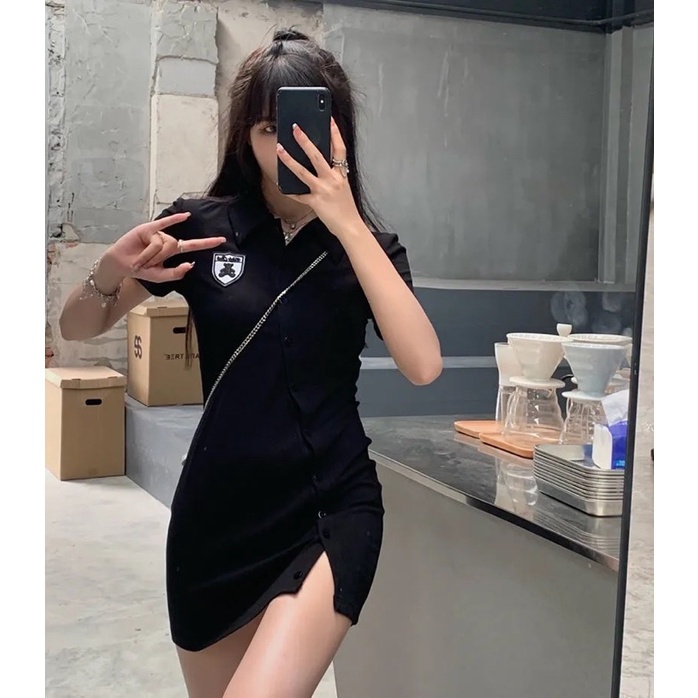 Đầm body kiểu dáng xẻ tà hàng Quảng Châu cực xinh