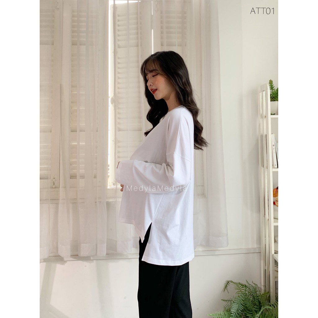 MEDYLA - Áo bầu freesize dáng rộng chất cotton dài tay cho bầu và sau sinh - ACT001