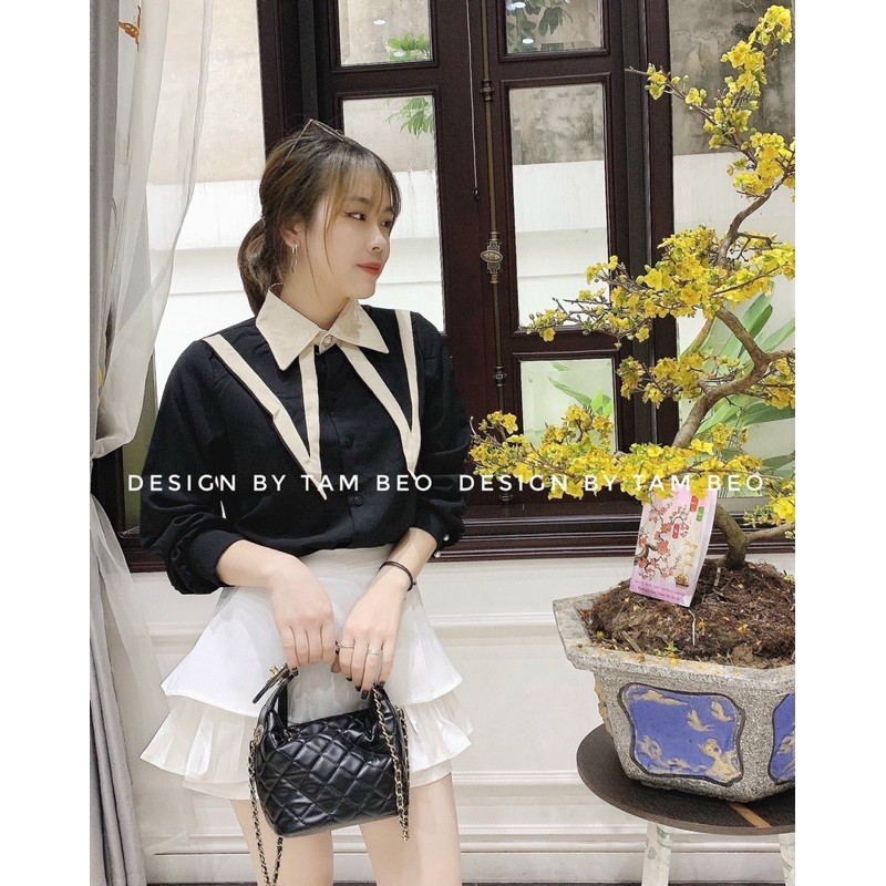 Áo sơ mi mix vạt viền cực xinh [HOT NHẤT] chất siêu xịn