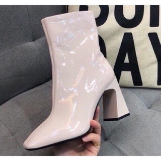 Boots nữ da bóng cao gót 7 phân (QC Fullbox)