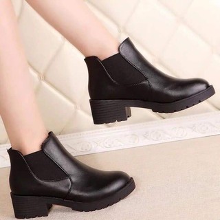 HOT - Bốt Trơn Cổ Ngắn Da Lỳ 3p