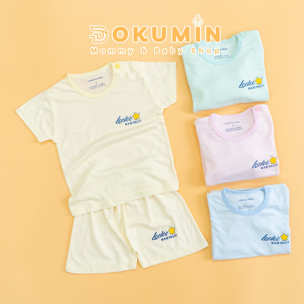 Bộ cộc tay cho bé sơ sinh tới 3 tuổi Leelee Kids THÔNG HƠI xuân hè cho bé trai bé gái nam nữ BCT0028