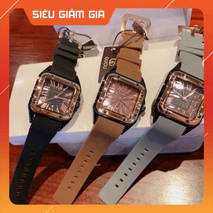 Đồng hồ nữ G.u.o.u dây silicon màu xanh xám cực xinh- GUOU MTP-STORE