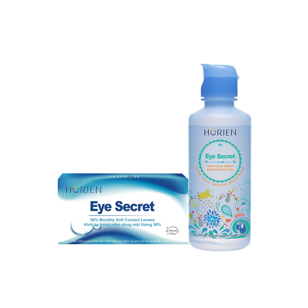 Combo Kính Áp Tròng Không Màu Dùng 1 Tháng và Dung dịch ngâm kính 120ml Eye Secret