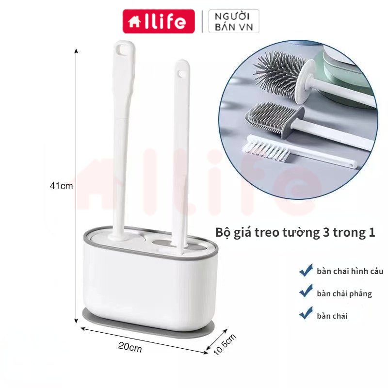 Bộ 3 Cọ bồn cầu silicon, chà toilet nhà vệ sinh 2022