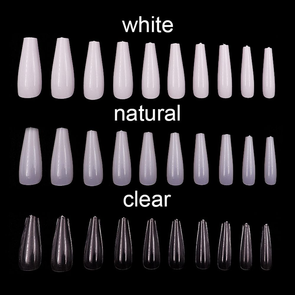 [Hàng mới về] 100 Móng tay giả dùng làm móng tay màu trắng trong suốt DIY
