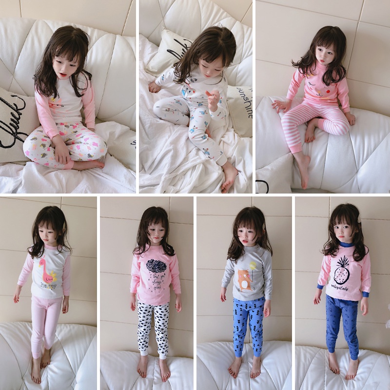 Bộ thu đông dài tay cotton giữ nhiệt cho bé quần áo trẻ em mềm mịn ấm áp thời trang