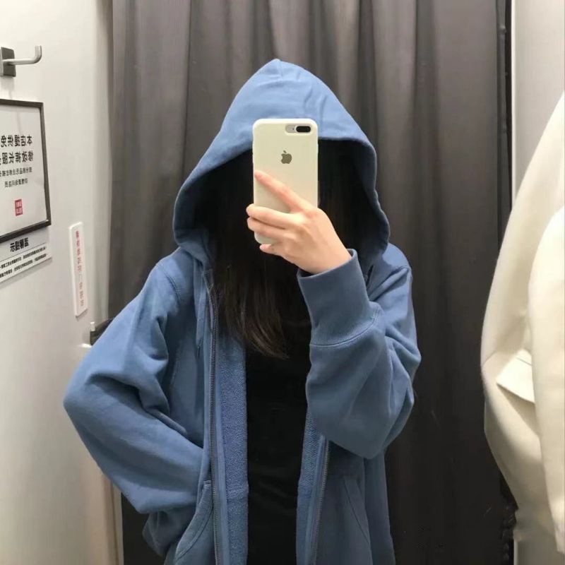 Áo khoác nỉ nam nữ unisex , Áo hoodie zip trơn basic phom rộng có mũ dày dặn , phong cách hàn quốc ulzzang