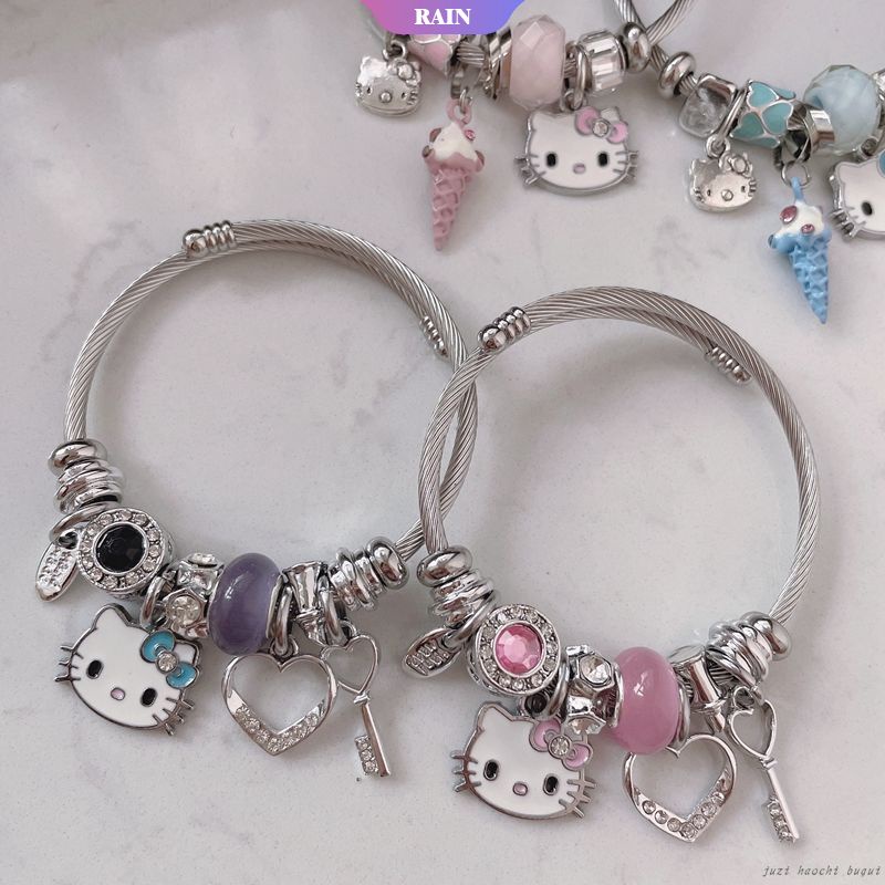 Vòng Tay Chuỗi Hạt Hình Hello Kitty Dễ Thương Cho Nữ