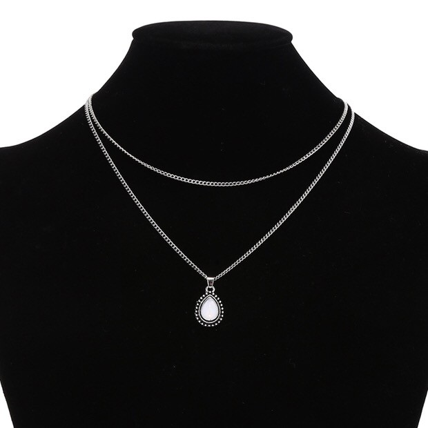 Teardrop Necklace 2 Layer dây chuyền giọt nước đính đá 2 lớp