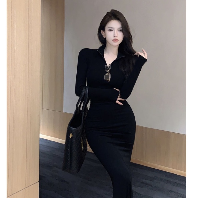 Đầm Cổ Vuông Dáng Ôm Co Giãn Phong Cách Hàn Quốc Ngọt Ngào