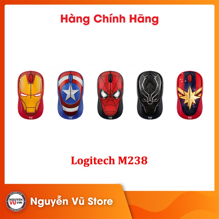 Chuột không dây Logitech M238 Marvel Collection - Hàng Chính Hãng