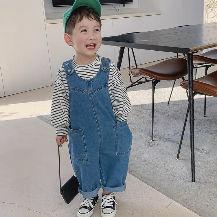 Yếm jean bé trai bé gái Batala kids yếm bò trẻ em dáng dài, dáng hàn đi học đi chơi cho bé từ 11-25kg YMDAI