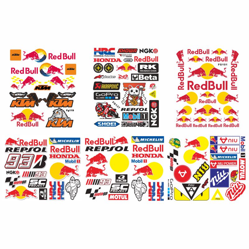 Red bull Miếng Dán Trang Trí Mũ Bảo Hiểm Chống Thấm Nước