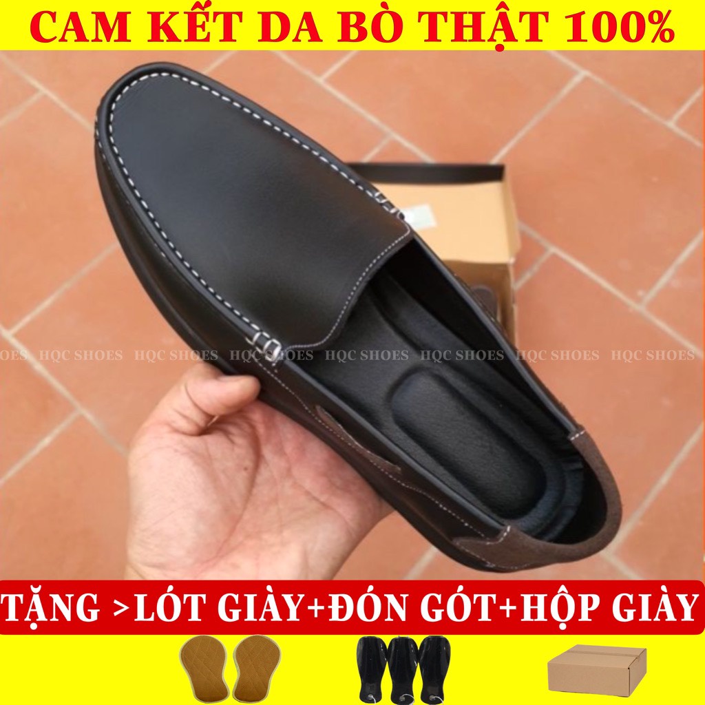 Giày da nam HQC SHOES da bò thật đế cao su khâu chỉ bảo hành 12 tháng HQ383