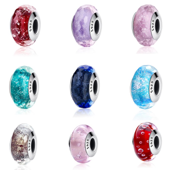 Hạt Charm Bạc 925 Bamoer SCZ03 Thủy Tinh Cho Vòng Tay DIY