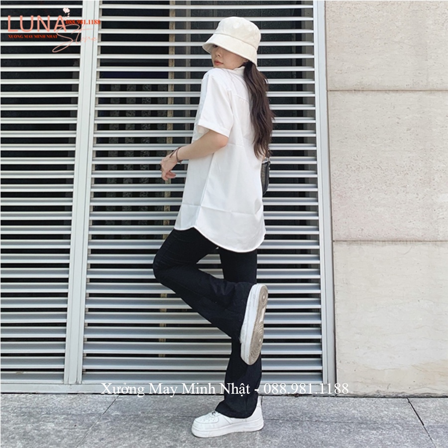 Áo sơ mi nữ đi học form rộng tay ngắn lỡ có túi dáng ulzzang freesize unisex kiểu áo sơ mi trắng nữ tay ngắn trơn đi học