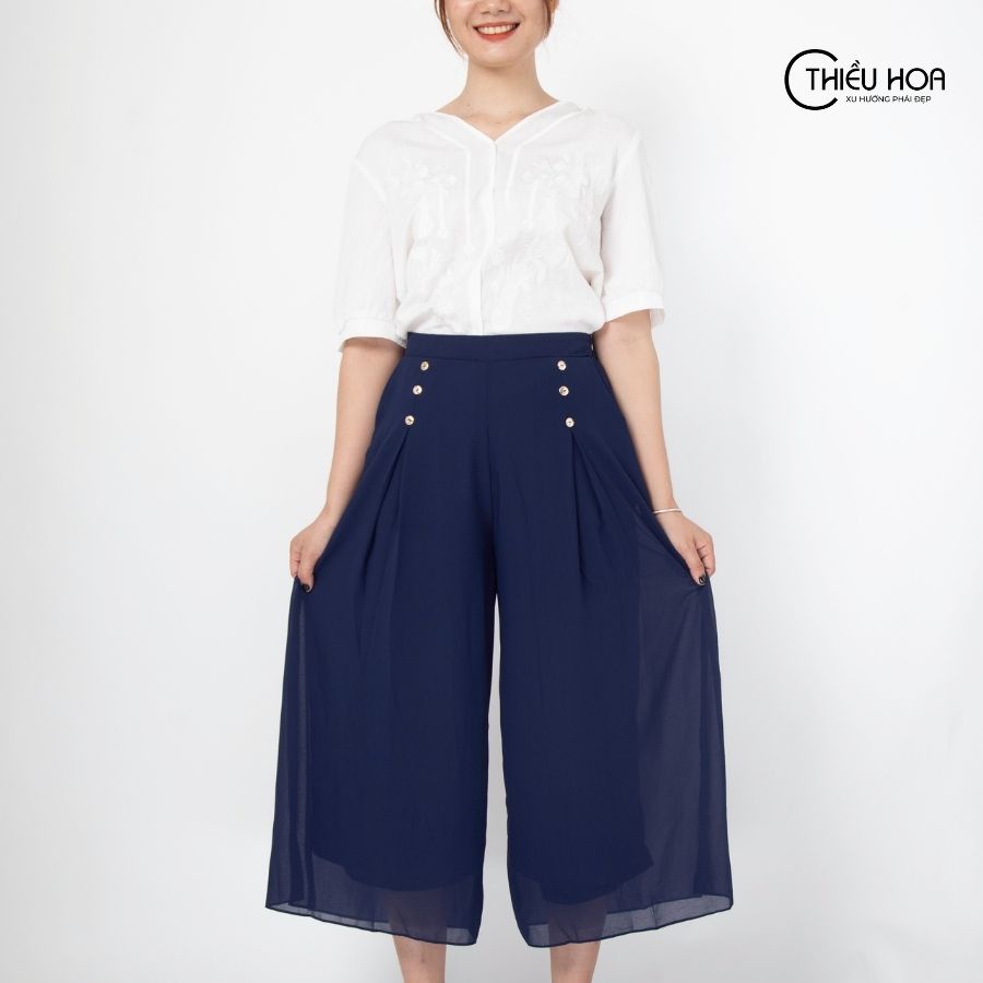 Quần giả váy trung niên nhiều màu sắc, kiểu dáng thời thượng, chất Chiffon bền đẹp Thương hiệu Thiều Hoa QD1Y0379