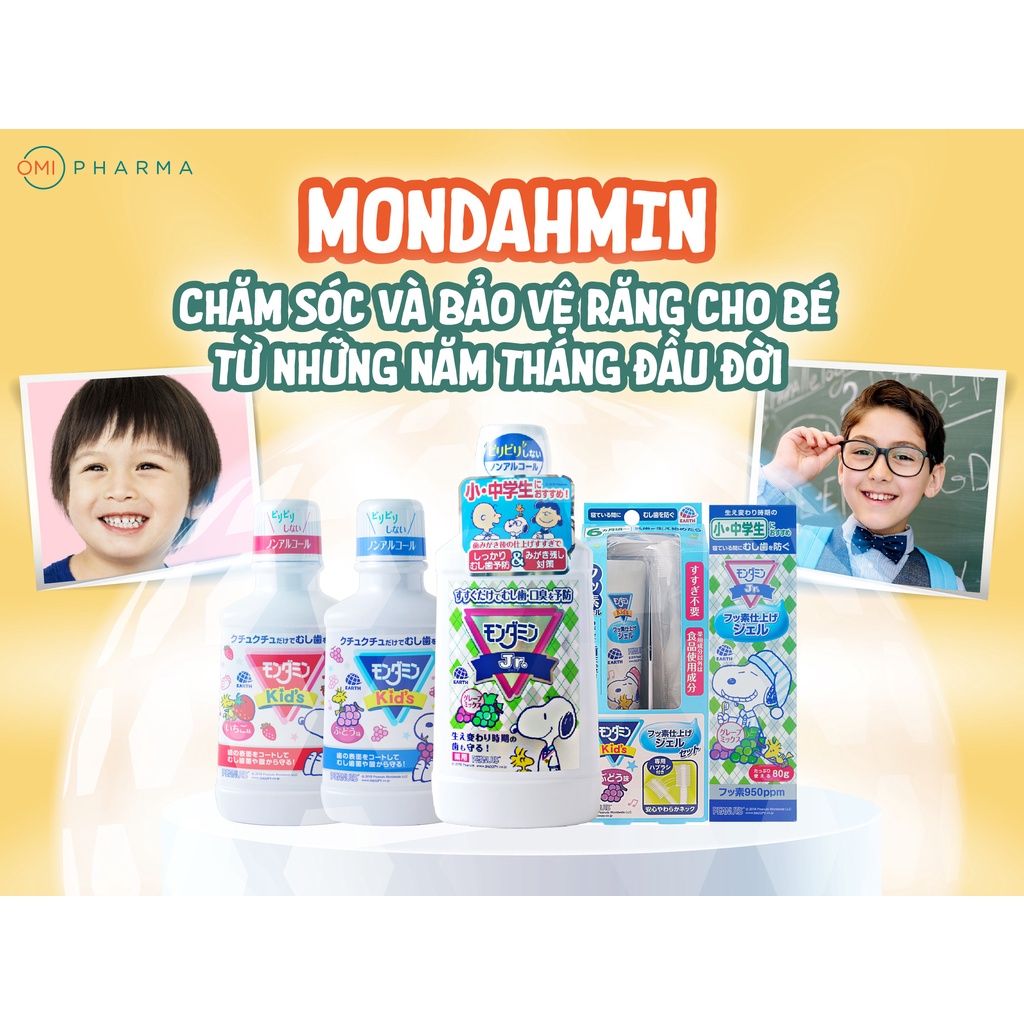Nước Súc Miệng Cho Trẻ Em 6-15 Tuổi Hương Nho Mondahmin JR. Nhật Bản (Chai 600ml)