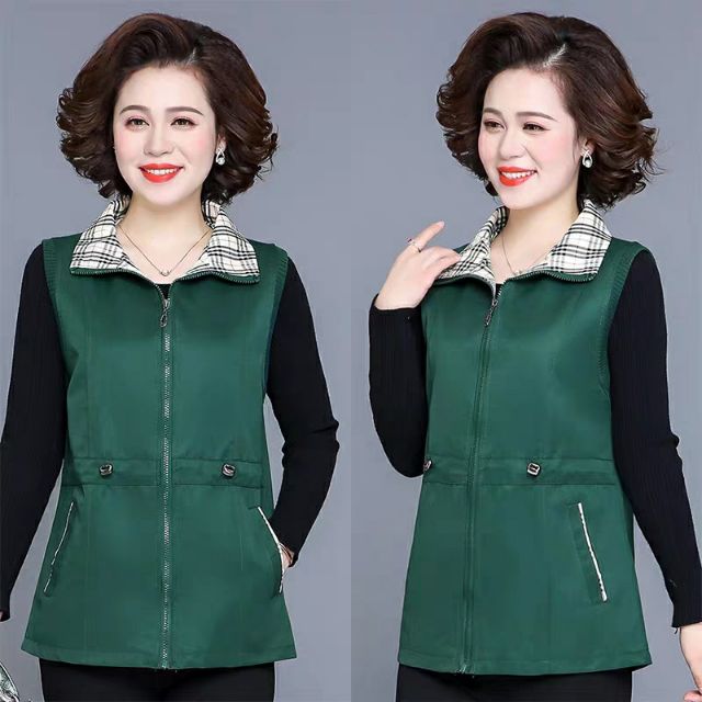 Áo khoác gile nữ trung niên thời trang thu đông ( sẵn xanh