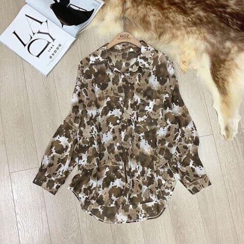 Áo sơ mi vân báo mờ