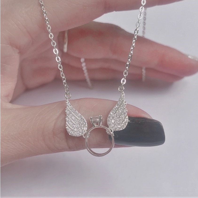 Dây chuyền nữ mặt cánh thiên thần Evasilver, Vòng cổ bạc ta đính đá sang trọng