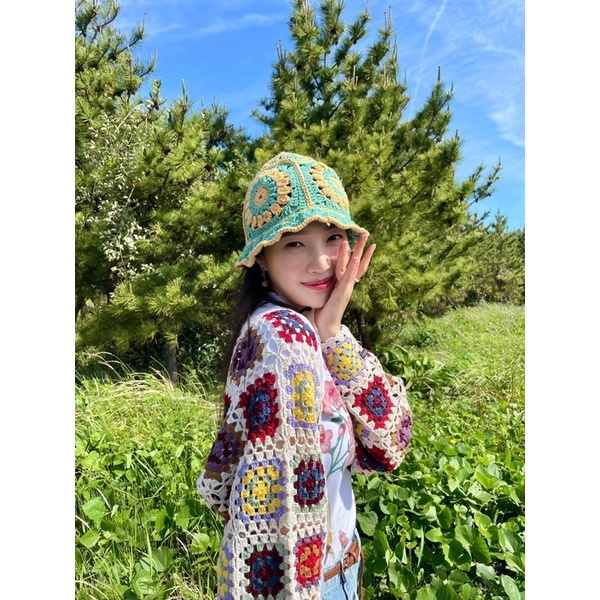 Mũ crochet đan móc mùa hè giống Hyein NewJeans, Taeyeon SNSD, Joy RED VELVET, YooA OH MY GIRL