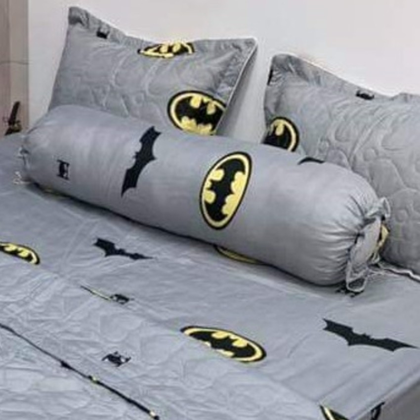 Set 3 món 1 grap 1m6 x 2m mẫu hoa cúc trắng nền xanh kèm 2 áo gối nằm 45 x 65