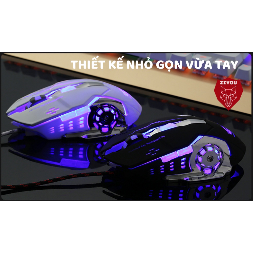 Chuột Máy Tính Có Dây Gaming ZIYOU V5 Có LED 7 Màu Rực Rỡ Dành Cho Game Thủ Tương Thích Với Máy Tính,PC,Laptop