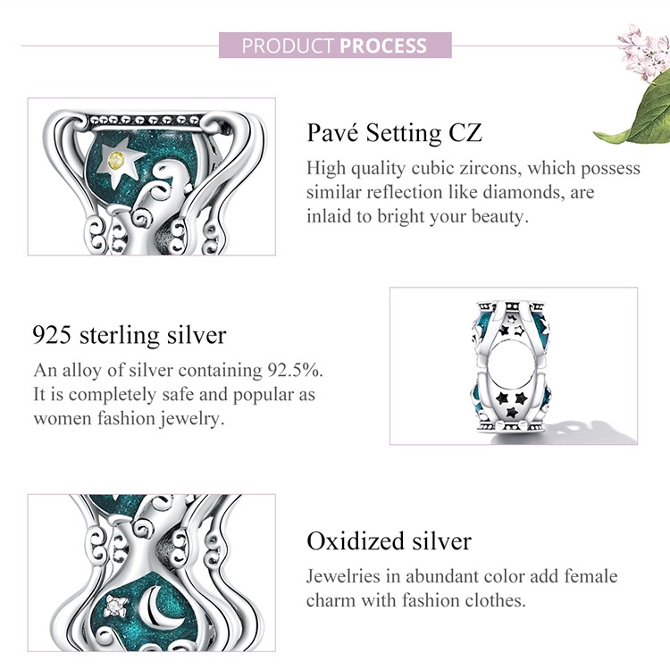 Mặt dây BAMOER Bạc 925 hình mặt trời và mặt trăng độc đáo thời trang cho nữ