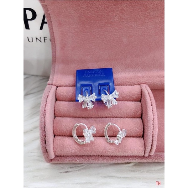 Bông tai nơ hót xinh xắn ,chuẩn bạc ta -THJ SILVER