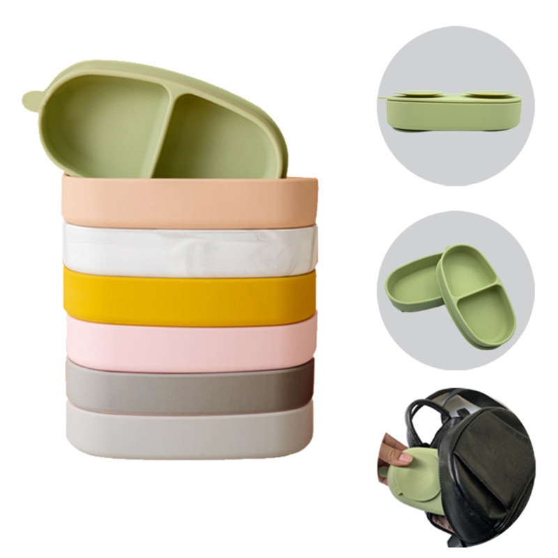 Tô ăn dặm bằng silicone có nắp đậy chống trượt cho bé
