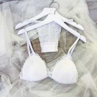 Bộ đồ lót ren trắng 👙FREESHIP 👙 Hoạ tiết ren gợi cảm, quyến rũ ,nguyên set gồm áo lót + quần lót dây